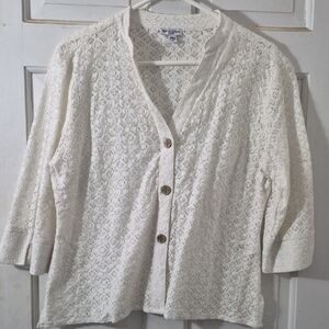 Rebecca Malone Ivory Lace Knit Top